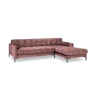 Colțar din catifea cu extensie pe partea dreaptă Cosmopolitan Design Bali, roz