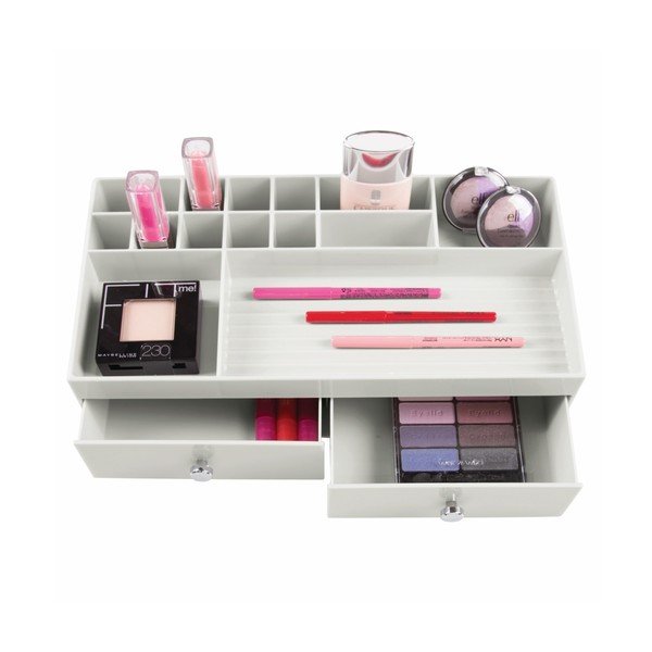Organizator cu 2 sertare InterDesign Cosmetic Plus, alb-image-2