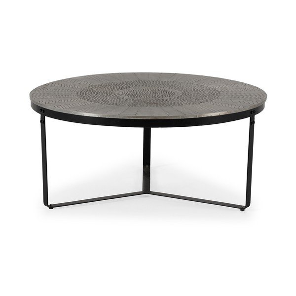 Măsuță de cafea neagră/gri rotundă cu aspect mat ø 90 cm Clarisa – MOME-image-4