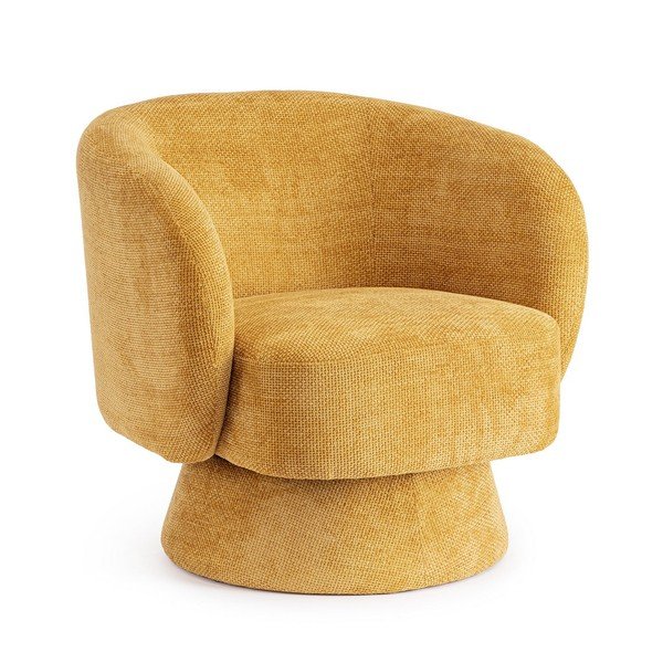 Fotoliu galben muștar pivotant cu tapițerie din chenille Julienne – Bizzotto