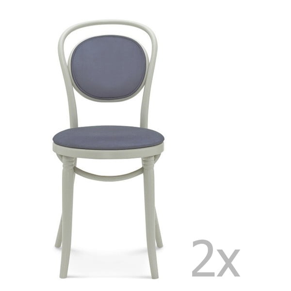 Set 2 scaune de lemn cu perne albastre Fameg Kelde, gri