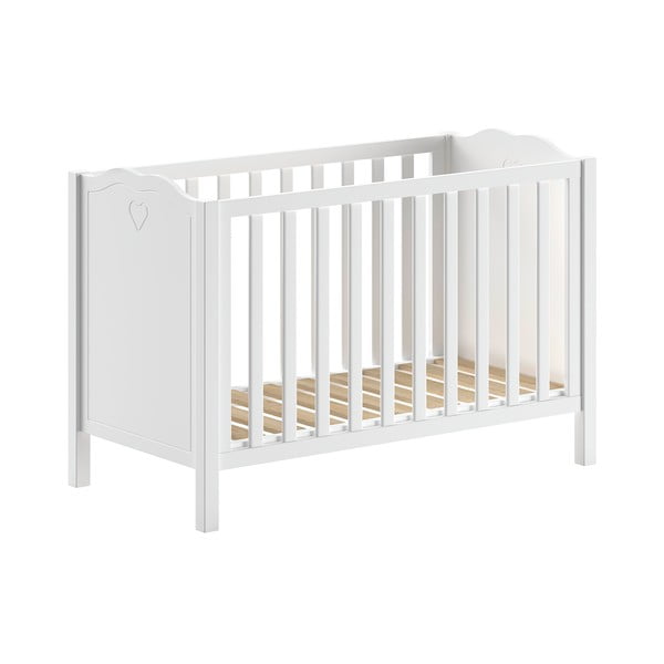 Pătuț alb din lemn de pin 60x120 cm Amori – Vipack