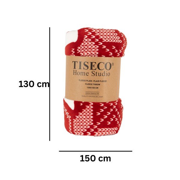 Pătură roșie din sherpa 130x150 cm  cu model de Crăciun – Tiseco Home Studio-image-3