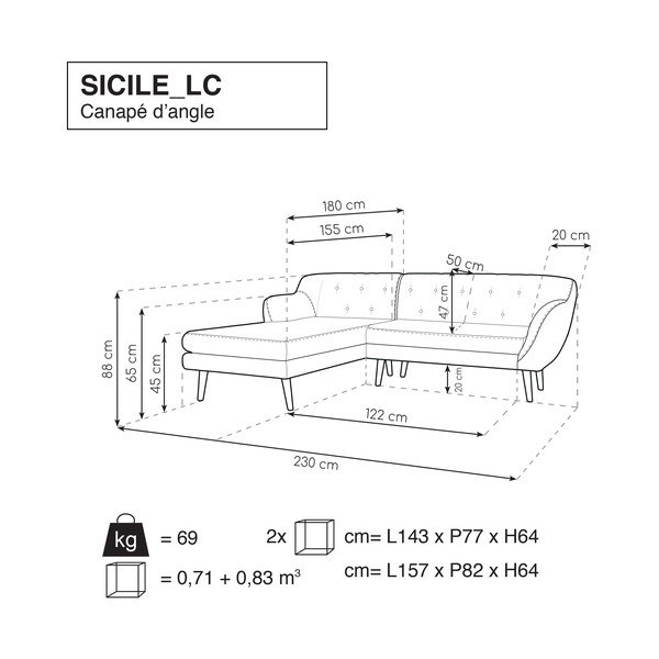 Colțar cu șezlong pe partea stângă Mazzini Sofas Sicile, bej-image-4