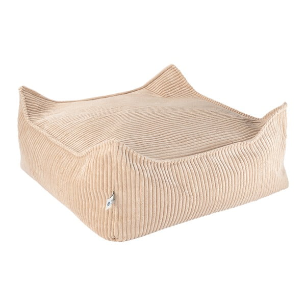 Fotoliu puf pentru copii maro deschis cu tapițerie din catifea reiată Square – Wigiwama