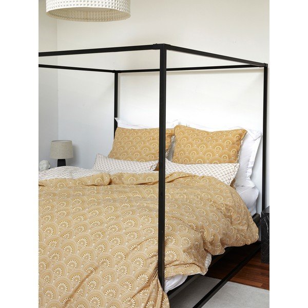 Lenjerie de pat alb-galben din bumbac organic 200x135 cm Tiara - Westwing Collection-image-4