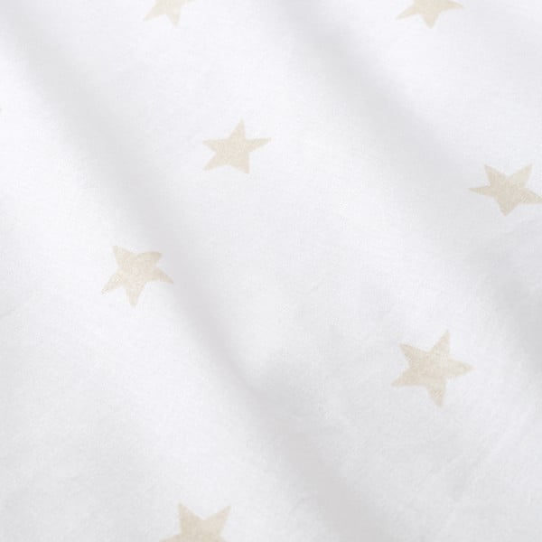 Cearceaf pentru copii alb-bej din bumbac pentru pat de o persoană cu elastic 90x190 cm Mini Star & Stripes – Bianca-image-2