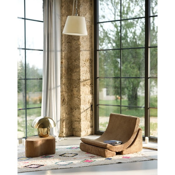 Puf de copii maro cu tapițerie din catifea reiată Cloud – Wigiwama-image-3