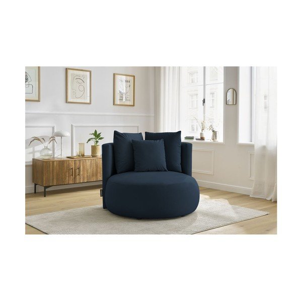 Fotoliu albastru închis cu tapițerie din catifea Cesar – Bobochic Paris-image-1