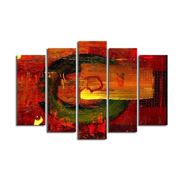 Tablou din mai multe piese Red Abstract Wall Art, 105 x 70 cm