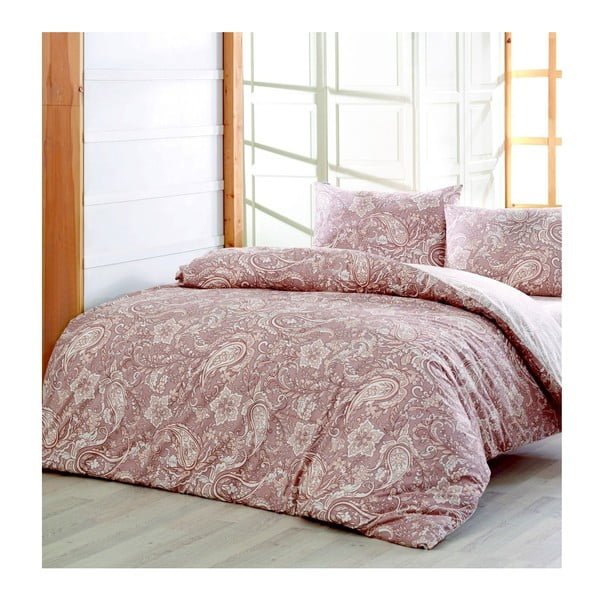 Lenjerie de pat cu cearșaf Kayra, 200 x 220 cm, roz