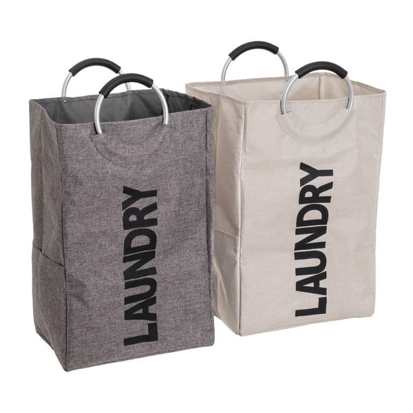 Coșuri de rufe gri-bej 2 buc. din material textil – Casa Selección