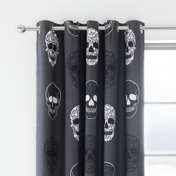 Draperii pentru copii gri-închis 2 buc. 168x183 cm Skulls – Catherine Lansfield-image-2