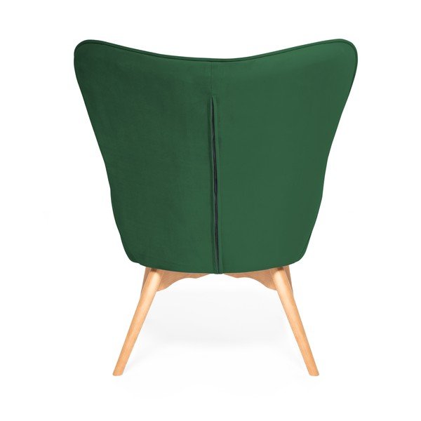 Fotoliu și taburet cu structură de culoare naturală Vivonita Cora Velvet, verde smarald-image-3