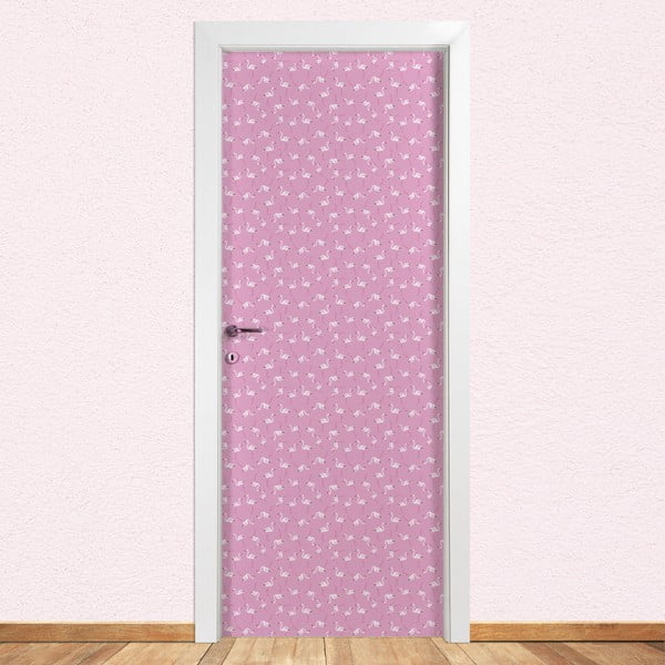 Autocolant pentru ușă LineArtistica Flamingo Rosa, 80 x 215 cm