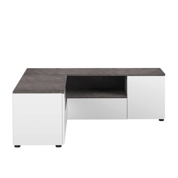 Comodă TV alb-gri cu aspect de beton 130x46 cm Angle – TemaHome-image-2