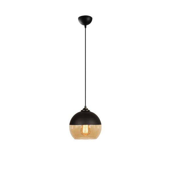 Lustră galben ocru/neagră cu abajur din sticlă ø 20 cm Camini – Opviq lights-image-2