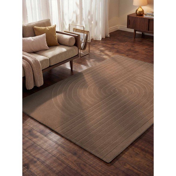 Covor bej țesut manual din lână 80x150 cm Arcura – Vikosa-image-1