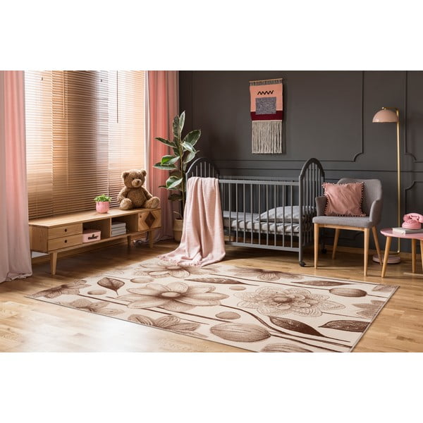 Covor pentru copii bej 160x230 cm Daisies Dark Beige – FD-image-1