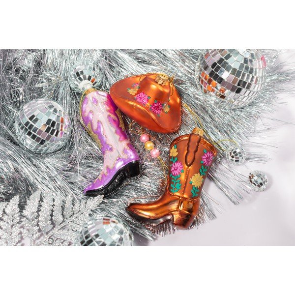 Ornament de Crăciun din sticlă 7 cm Cowboy Boot – Sass & Belle-image-1