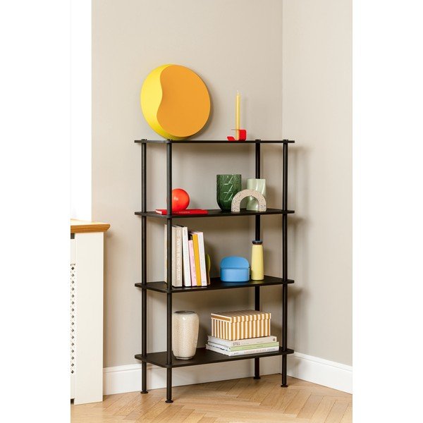 Etajeră neagră cu aspect de lemn de stejar 80x163x35 cm Teidi – noo.ma-image-2