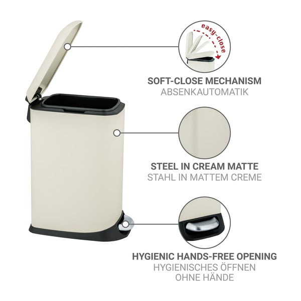 Coș de gunoi crem cu pedală din oțel 12 l Design – Wenko-image-3