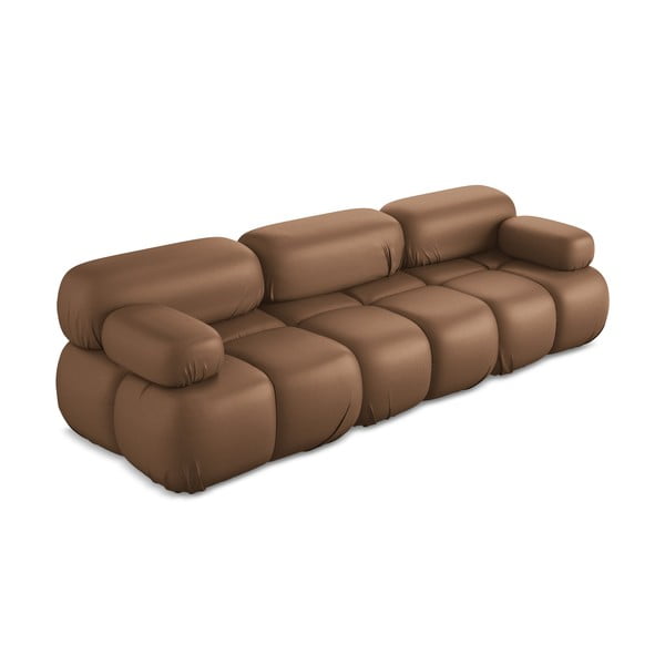 Canapea modulară maro cu tapițerie din imitație de piele 285 cm Lokua – Makamii-image-2