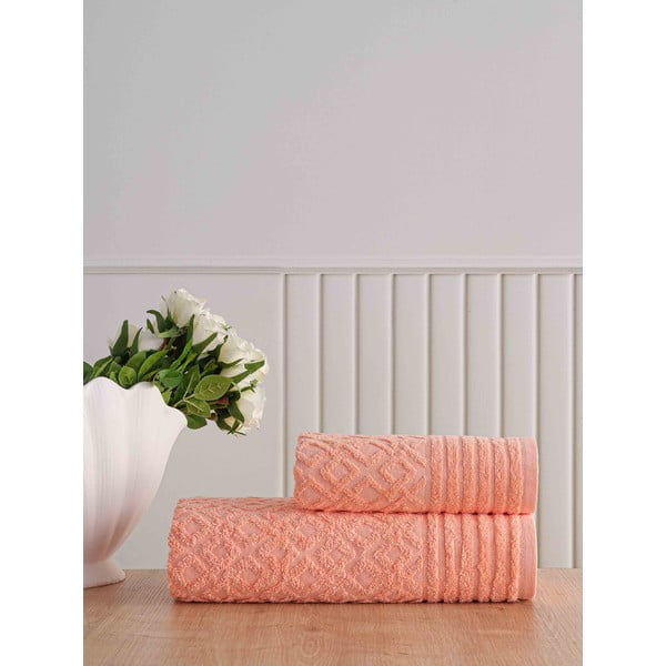 Prosoape de baie portocalii 2 buc. din bumbac din frotir Diamond – Mila Home-image-1