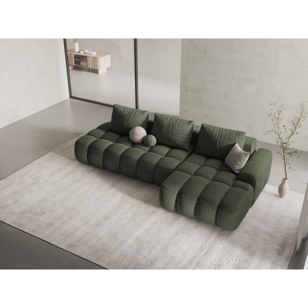 Colțar verde extensibil/cu spațiu de depozitare (cu colț pe partea dreaptă/cu șezlong) Linz – Cosmopolitan Design-image-1