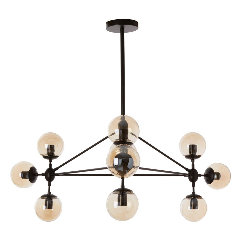 Lustră neagră din metal cu abajur din sticlă Abira – Premier Housewares