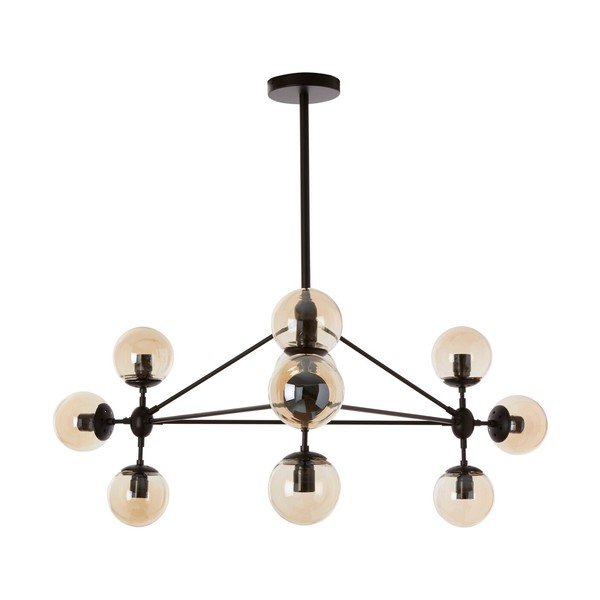 Lustră neagră din metal cu abajur din sticlă Abira – Premier Housewares