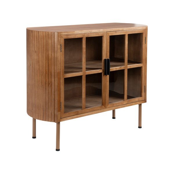 Vitrină în culoare naturală din lemn de arbore de cauciuc 100x80x38 cm Yaz – White Label-image-2