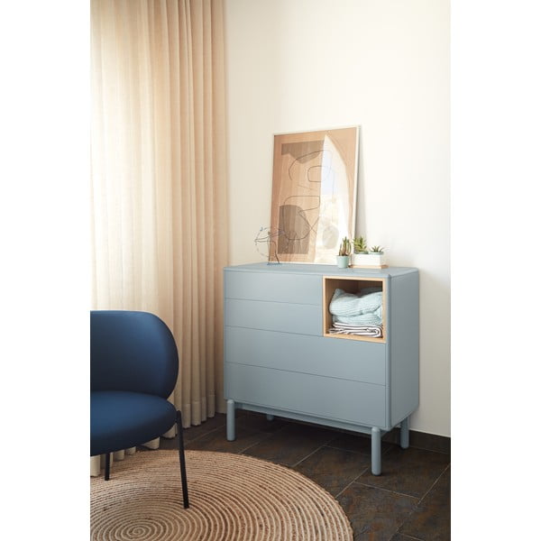 Comodă albastră/gri joasă 90x90 cm Corvo – Teulat-image-1