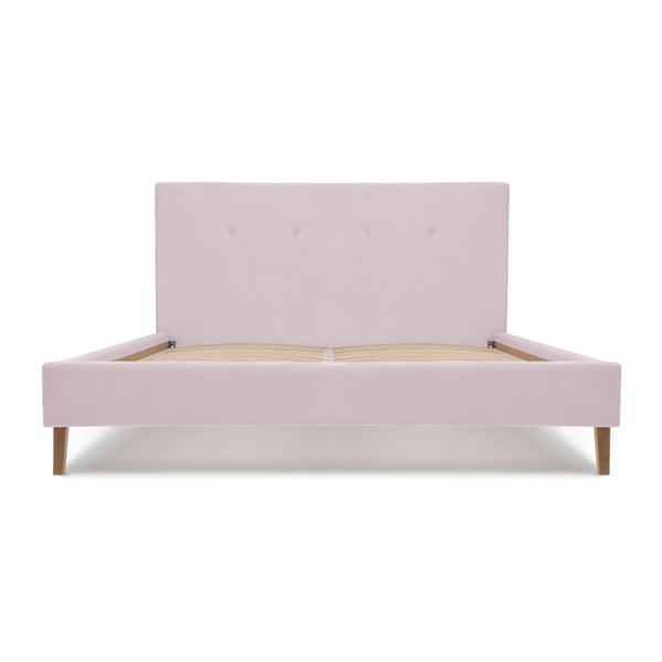 Pat cu picioare culoare naturală Vivonita Kent, 140 x 200 cm, roz-image-3
