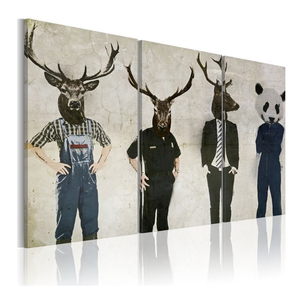 Tablou pe pânză 3 piese Bimago Animals, 40 x 60 cm 