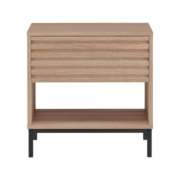 Noptieră în culoare naturală cu blat cu aspect de lemn de stejar Celine – Støraa-image-2