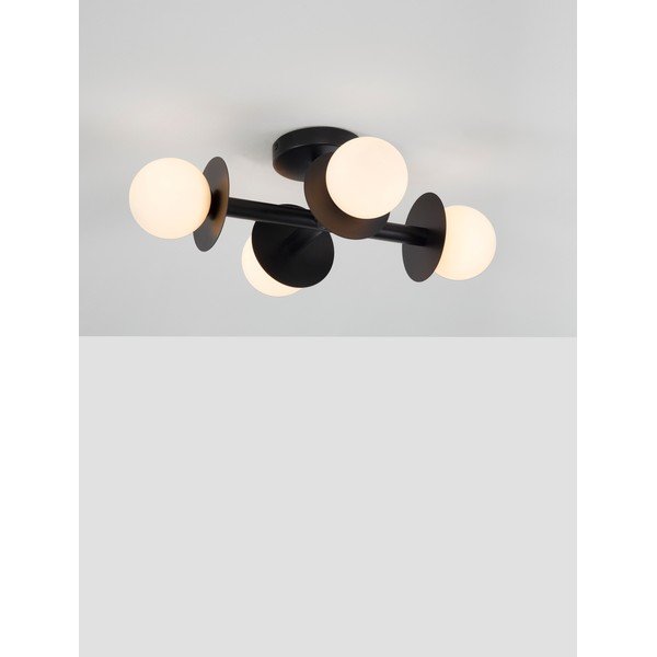 Plafonieră albă/neagră din metal cu abajur din sticlă 37x51 cm Pielo – Nova Luce-image-1