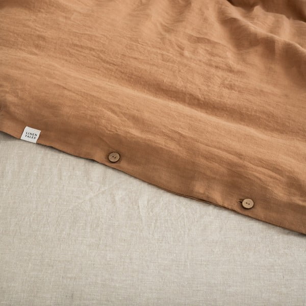 Lenjerie de pat maro din in pentru pat de o persoană 140x200 cm – Linen Tales-image-2