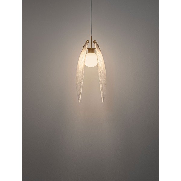 Lustră alămie LED din oțel cu abajur din sticlă Shelina – Nova Luce-image-2