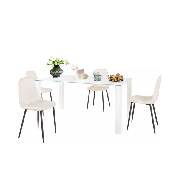 Set masă cu 4 scaune Støraa Dante, lungime masă 160 cm, alb-image-1