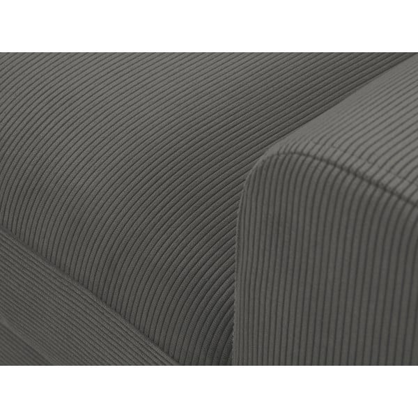 Colțar extensibil cu tapițerie reiată și șezlong pe partea stângă Micadoni Home Moghan, gri închis-image-1