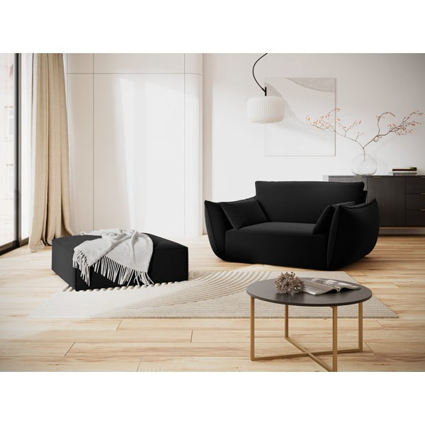 Fotoliu negru cu tapițerie din catifea Vanda – Mazzini Sofas-image-1