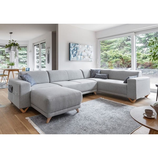 Colțar gri deschis extensibil/cu spațiu de depozitare (cu colț pe partea dreaptă/în formă de "U") Classy Sophie – Miuform-image-3