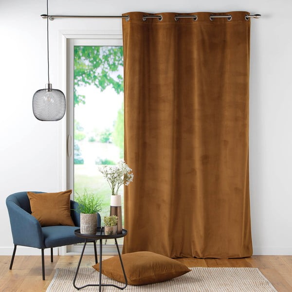 Draperie maro din catifea reiată 140x260 cm Casual – douceur d'intérieur-image-2