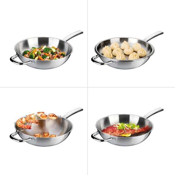 Tigaie cu capac de tip wok din oțel inoxidabil ø 32 cm President – Tescoma-image-2