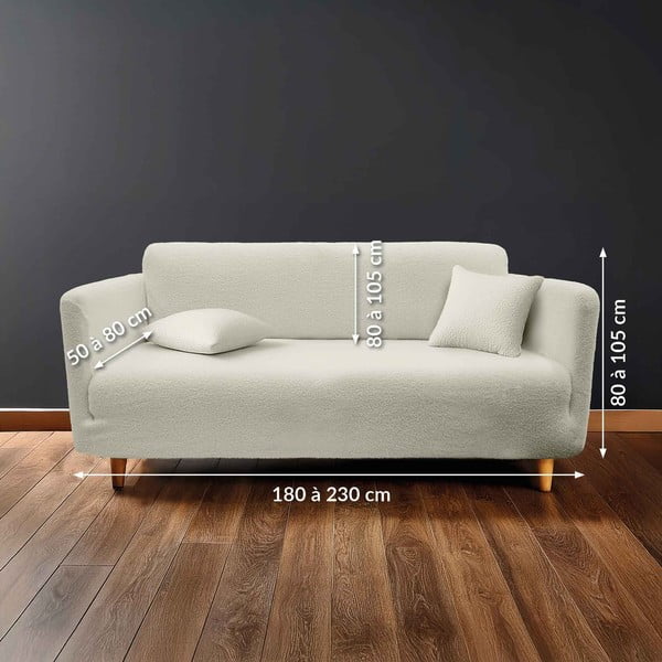 Husă crem elastică pentru canapea cu 3 locuri Laina – douceur d'intérieur-image-2