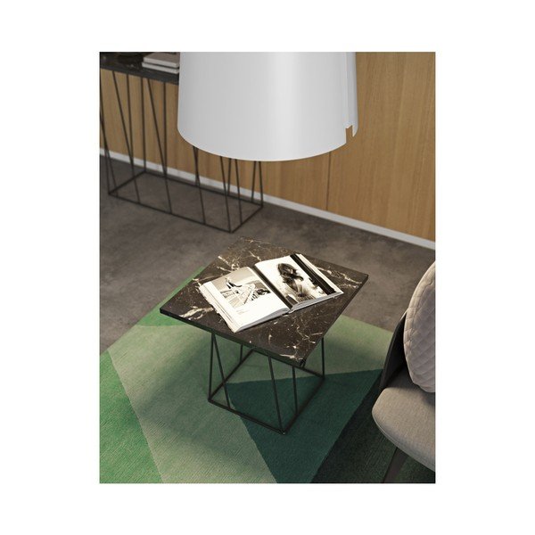 Măsuță TemaHome Helix din marmură, cu picioare negre, 50 cm, negru-image-4