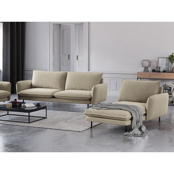 Șezlong divan cu cotieră pe partea dreaptă Cosmopolitan Design Vienna, bej-image-1