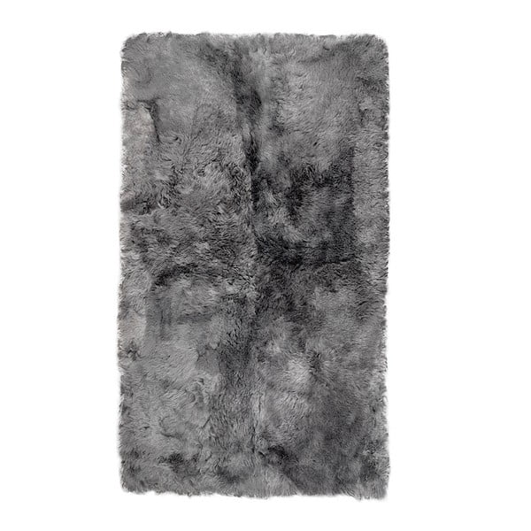 Covor dreptunghiular din blană cu fir scurt Grey Brisa, 165x100 cm