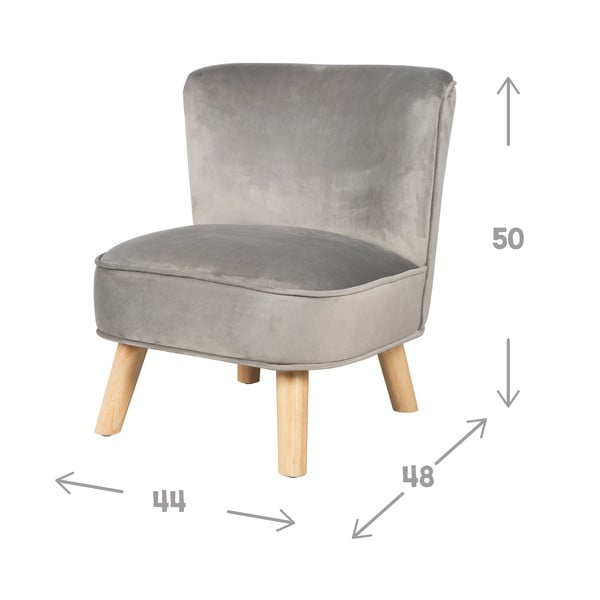 Fotoliu pentru copii  gri deschis cu tapițerie din catifea Lil Sofa – Roba-image-3